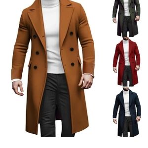 Men's Double-Breasted Trench Coat - Camel